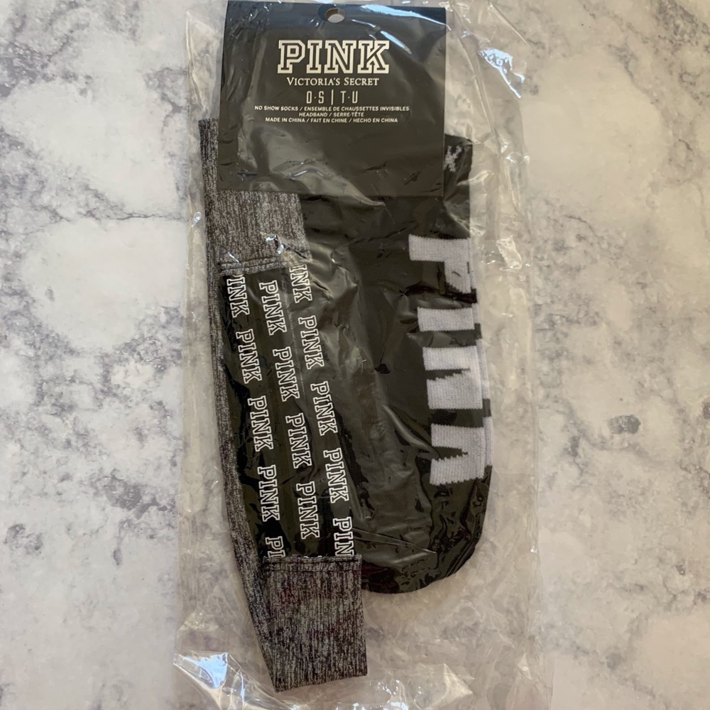 NWT VS PINK black socks and headband